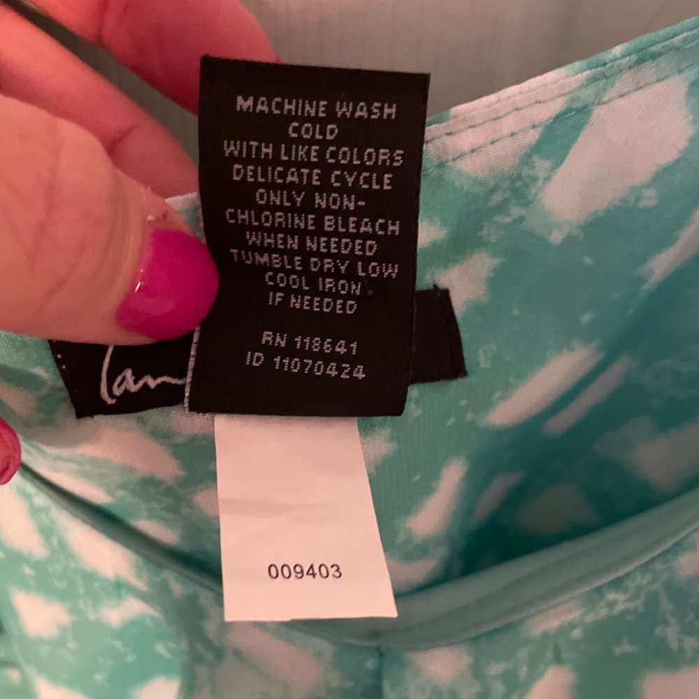 Lane Bryant Teal and White Ruffle Front Sundress - Picture 4 of 4